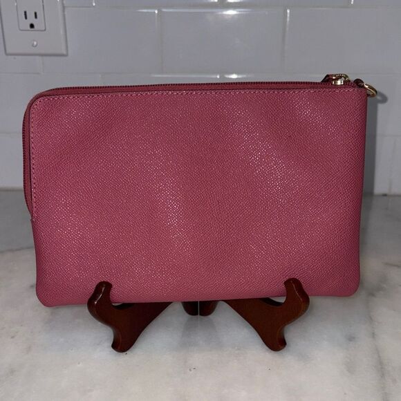 Coach Bag Purse Wristlet Leather Story Patch Saffiano Pink Large Clutch - Picture 4 of 15